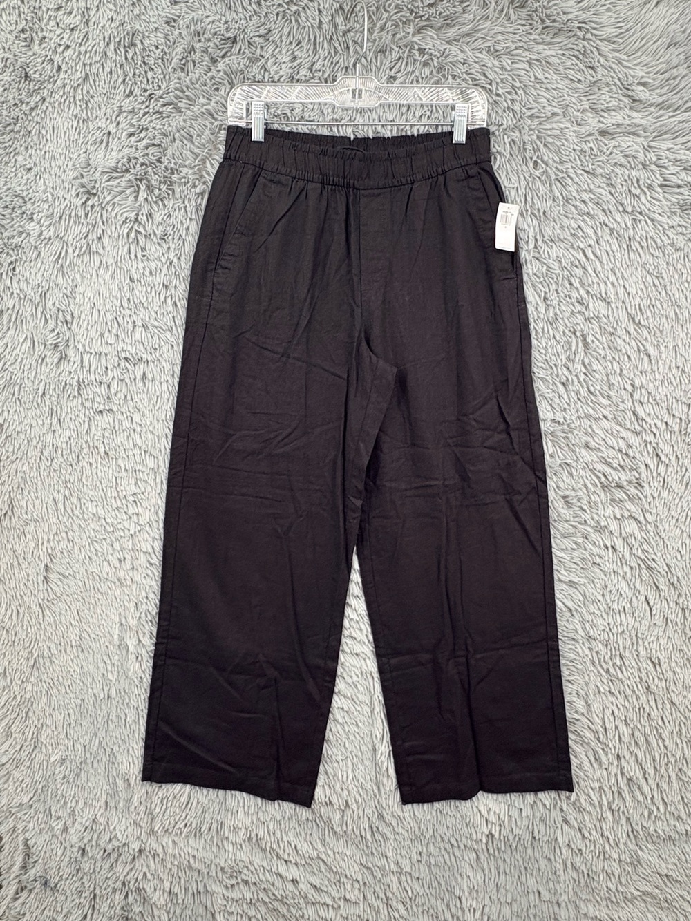 Old Navy Pants Womens Small Black Linen Blend NWT Wide Leg High Waisted Pull On